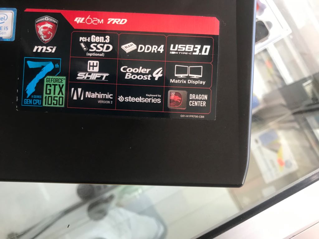 A picture of MSI GL62M 7RD I5 7th gen 12GB ram 512GB SSD