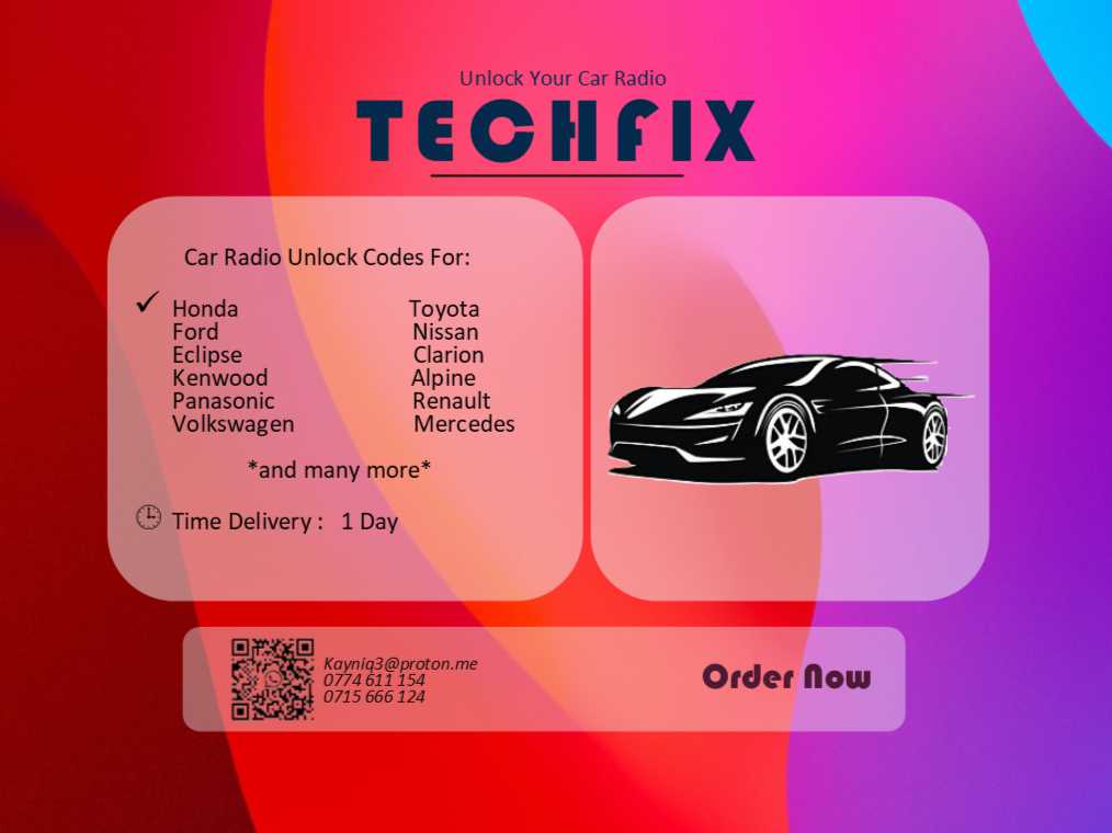 A picture of Car Radio Unlock Codes