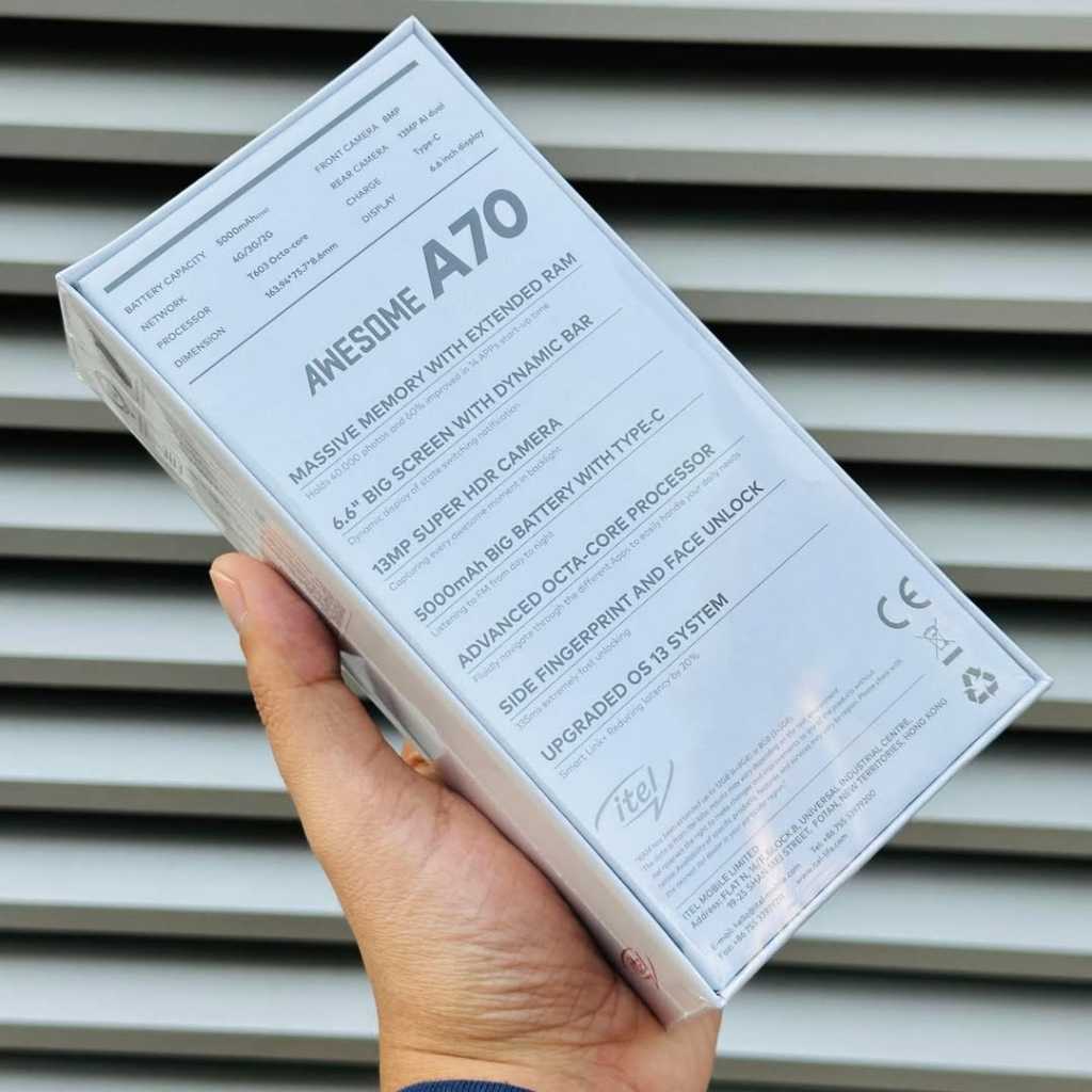A picture of Itel A70 256GB Storage