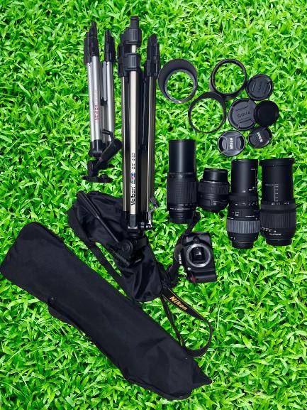 Camera , lenses and stands set 