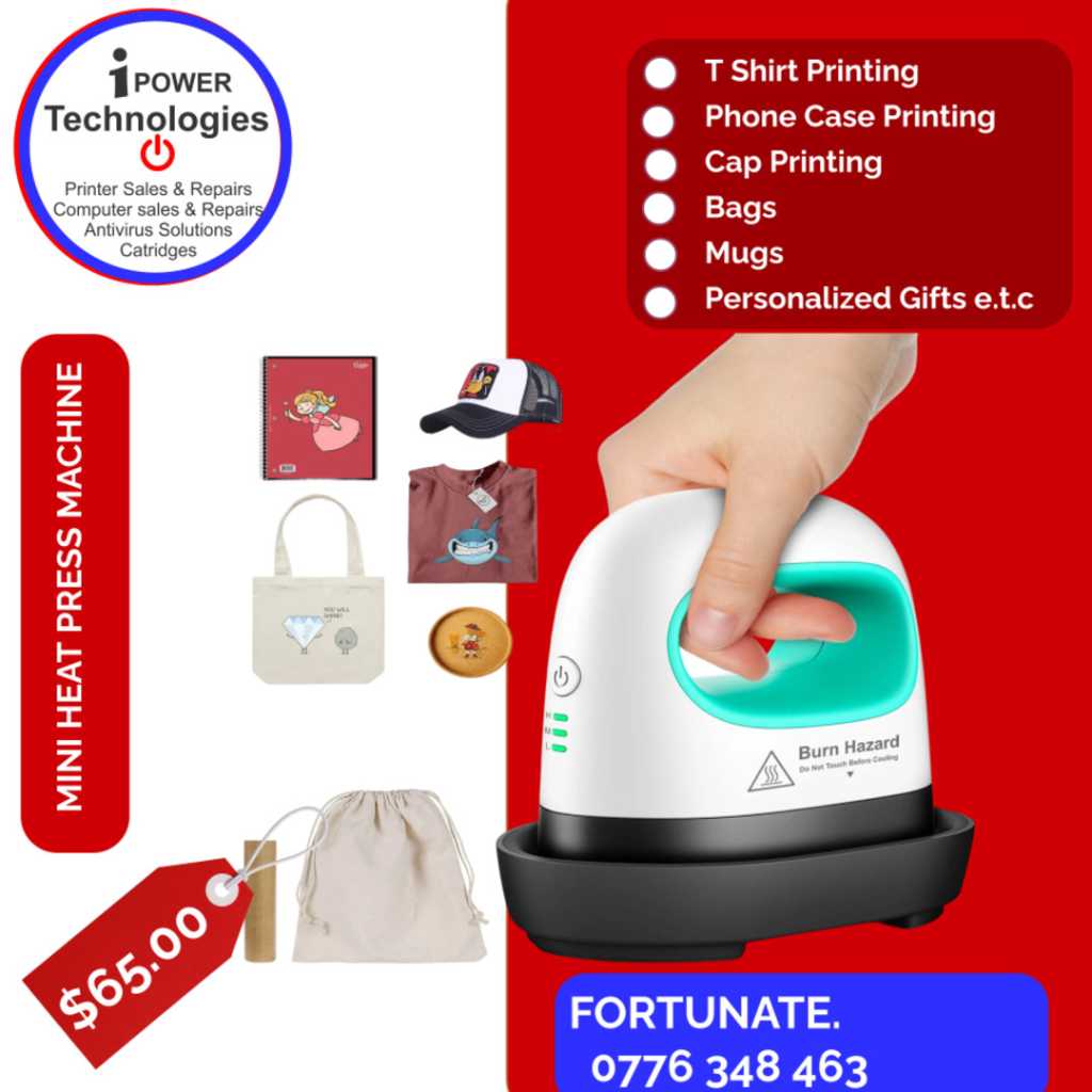 Mini heatpress machine for printing
T-shirts,caps,shoes etc
