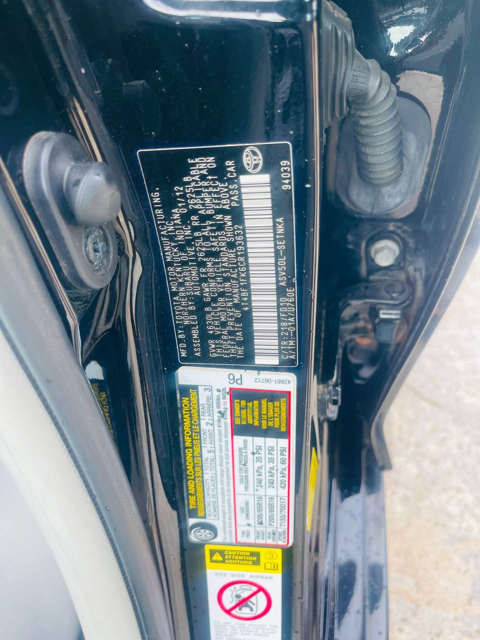 A picture of Tokunbo Toyota Camry 2012
