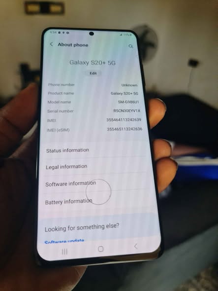A picture of Very clean Samsung s20 plus 5G 12gb ram 128gb inbuilt