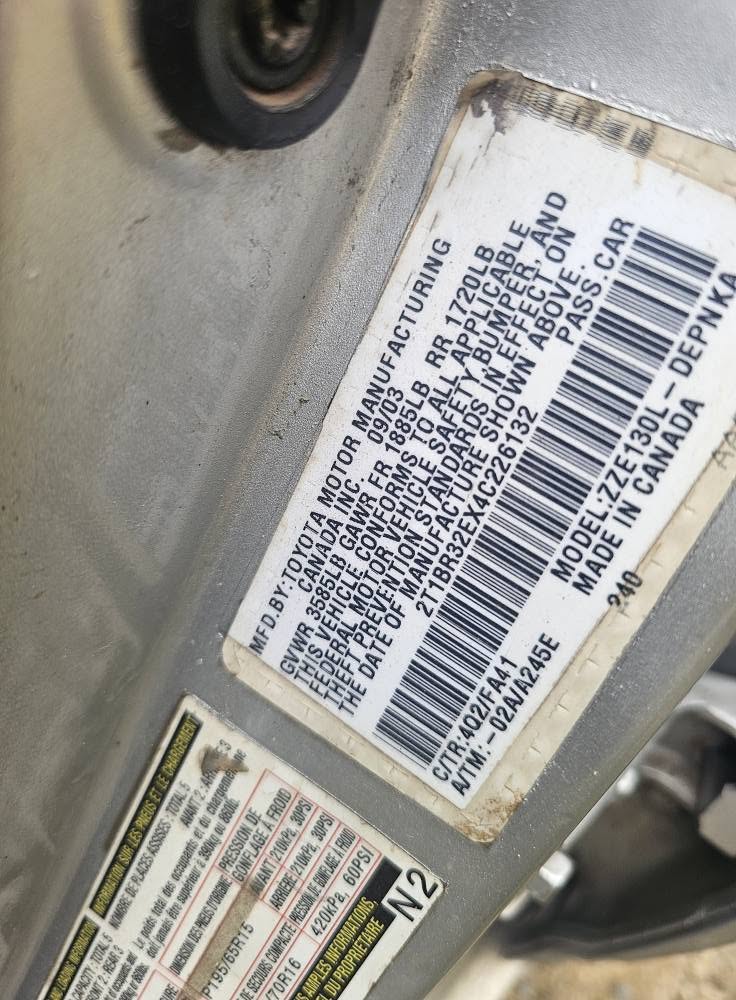 A picture of Belgium grade 2004 Toyota corolla First user First registration Sound
