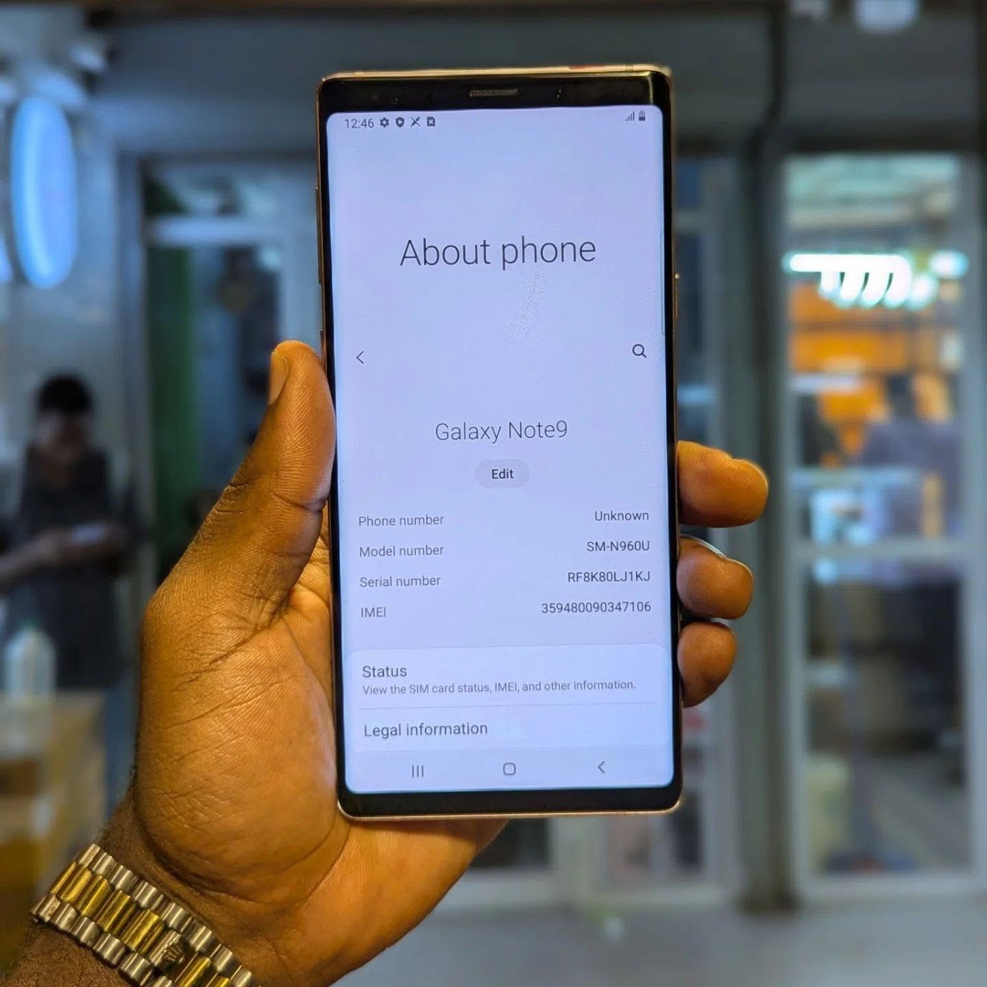 A picture of Samsung galaxy note 9