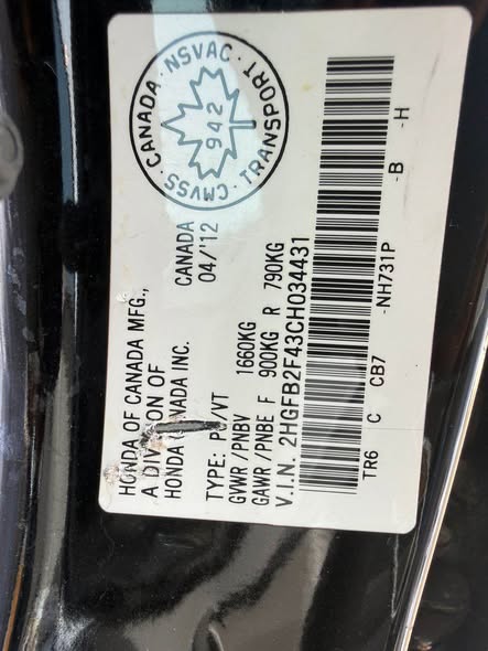 A picture of 2012 HONDA CIVIC FOREIGN USED WITH ORIGINAL CUSTOM DUTY GOING