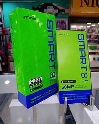 A picture of Infinix smart 8 Brand new box Call tps 0755470679