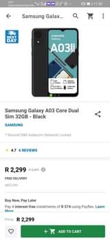 A picture of Samsung Galaxy A03 Very Clean