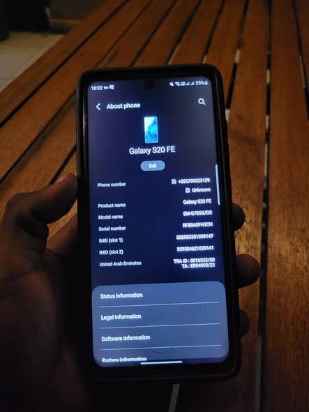 A picture of Samsung S20 FE