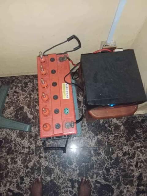 A picture of Inverter battery set up for home and office backup