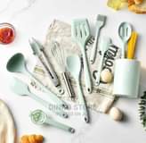 A picture of 1pc kitchen utensils silicone cooking ladle spatulas spoons brush whinsk