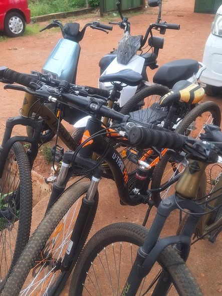 A picture of Motorcycles and bicycles