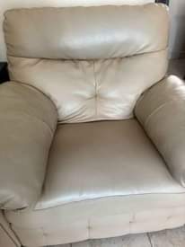 A picture of Original 6 seater leather chairs en round marble center table.on
