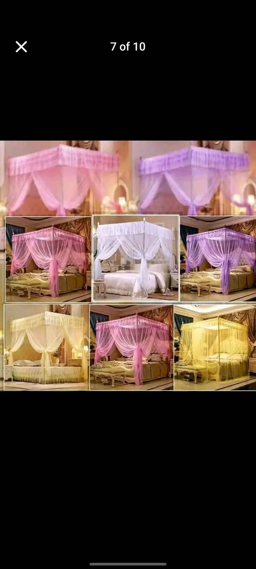 A picture of Four stands mosquito nets
