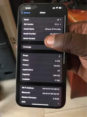 A picture of Iphone 13 pro max 256GB DUOSim