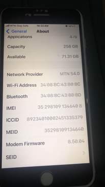 A picture of iPhone 8plus 256Gb