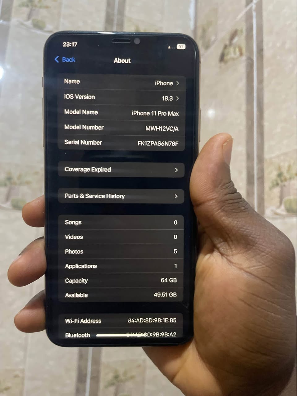 A picture of 11 pro max available for sale 64gb