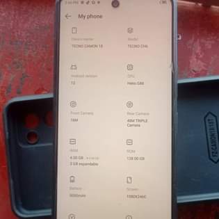 A picture of Camon 18 cash needed