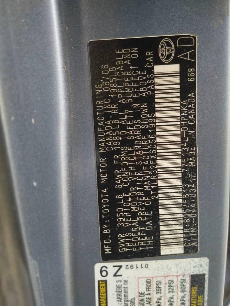 A picture of Toyota matrix 2007