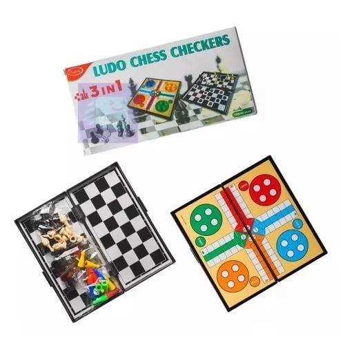 A picture of 3 IN 1 BOARD GAME LUDO CHECKERS AND CHESS FOR