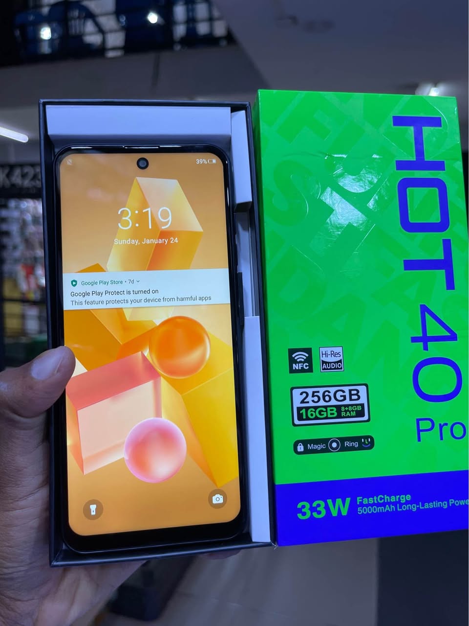 A picture of Brand. New. Infinix hot 40pro at 370k call on 0753430863