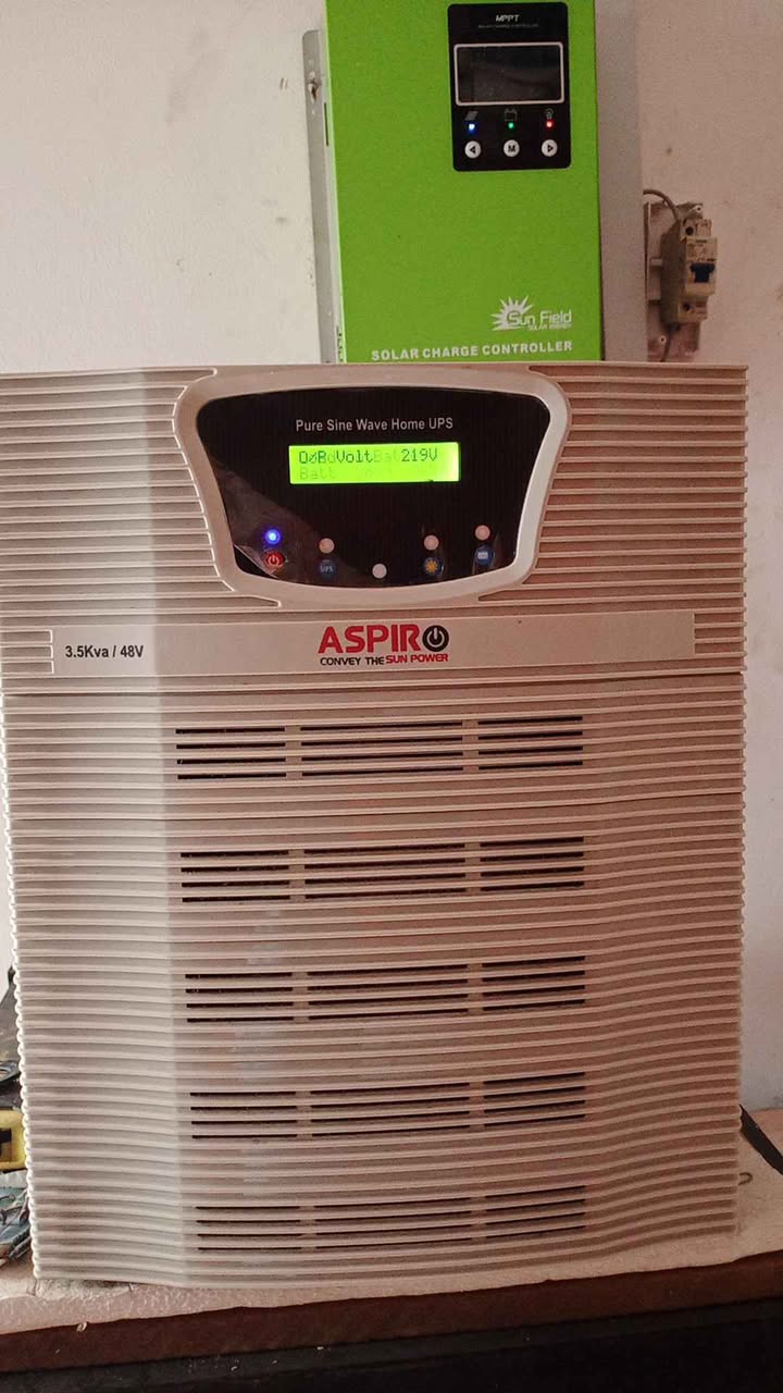 A picture of 3 5kva Solar Inverter Panels charge controller and Batteries for