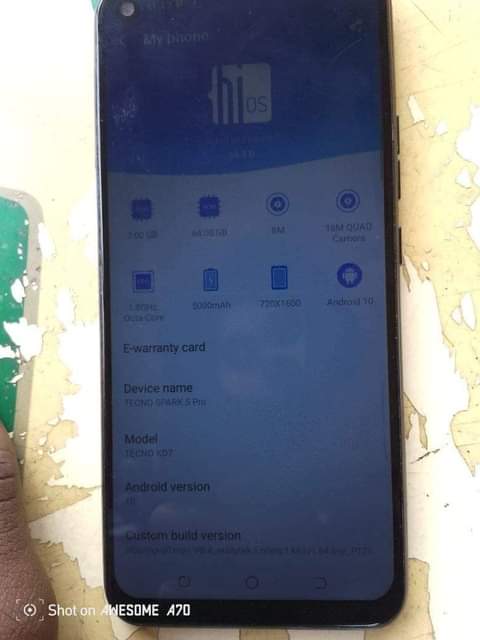 A picture of Tecno spark5 pro