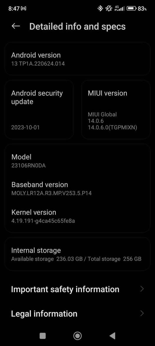 A picture of Redmi 13c 256gb 8gb ram 1 month Carton and Receipt