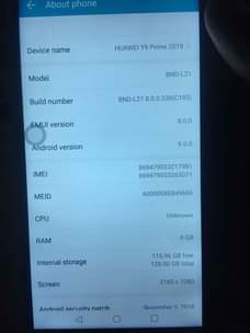 A picture of Huawei y9 2018