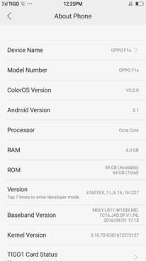A picture of Oppo F1s