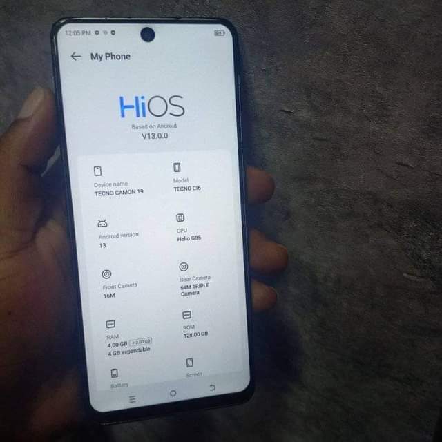 A picture of Tecno camon 19