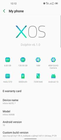 A picture of Infinix note 7
