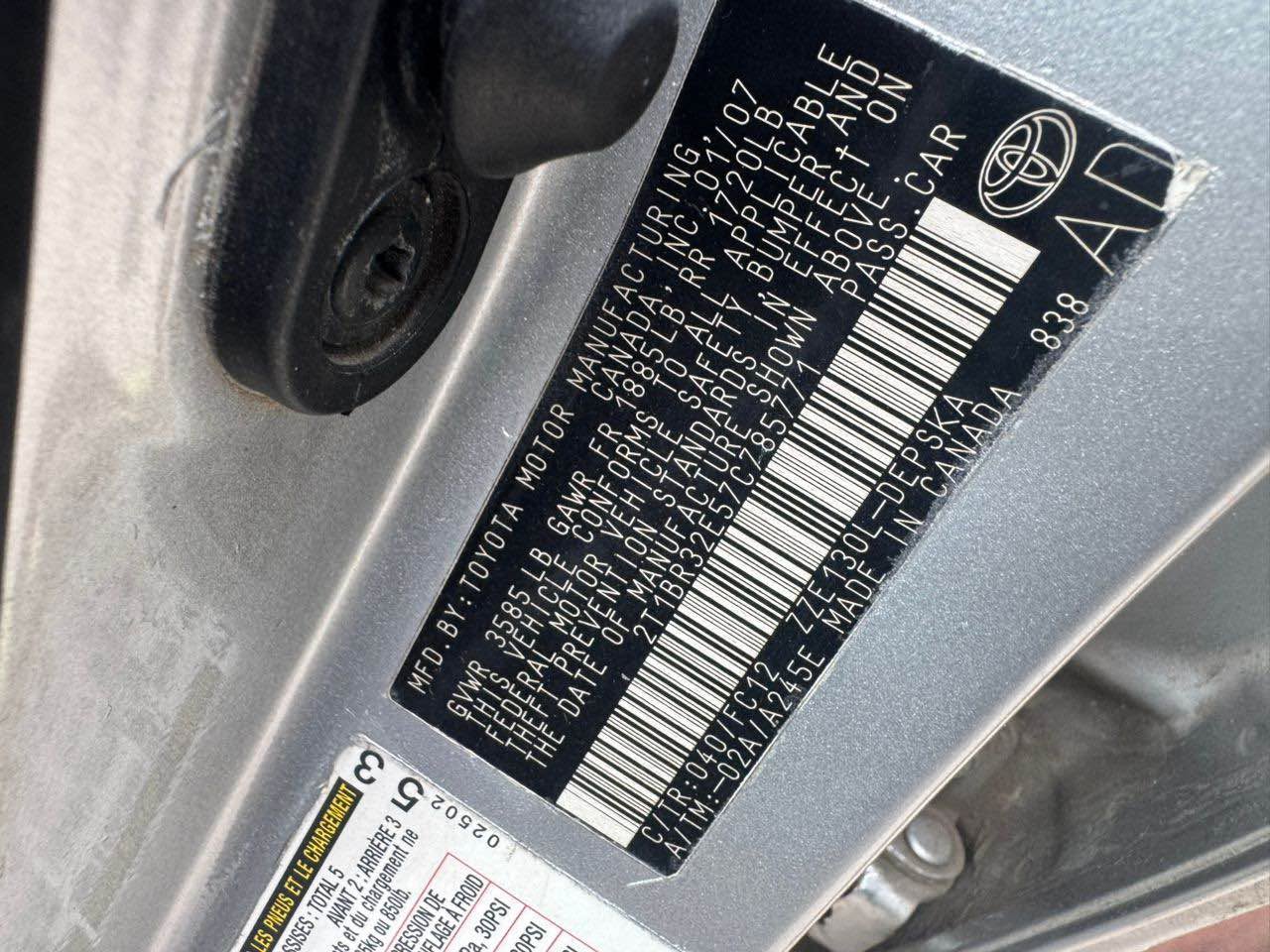 A picture of 2007 Toyota corolla
