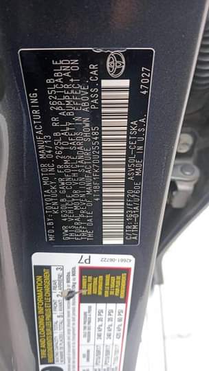 A picture of Registered Toyota Camry Sport 2013