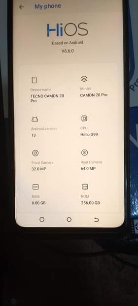 A picture of Teckno camon 20 pro