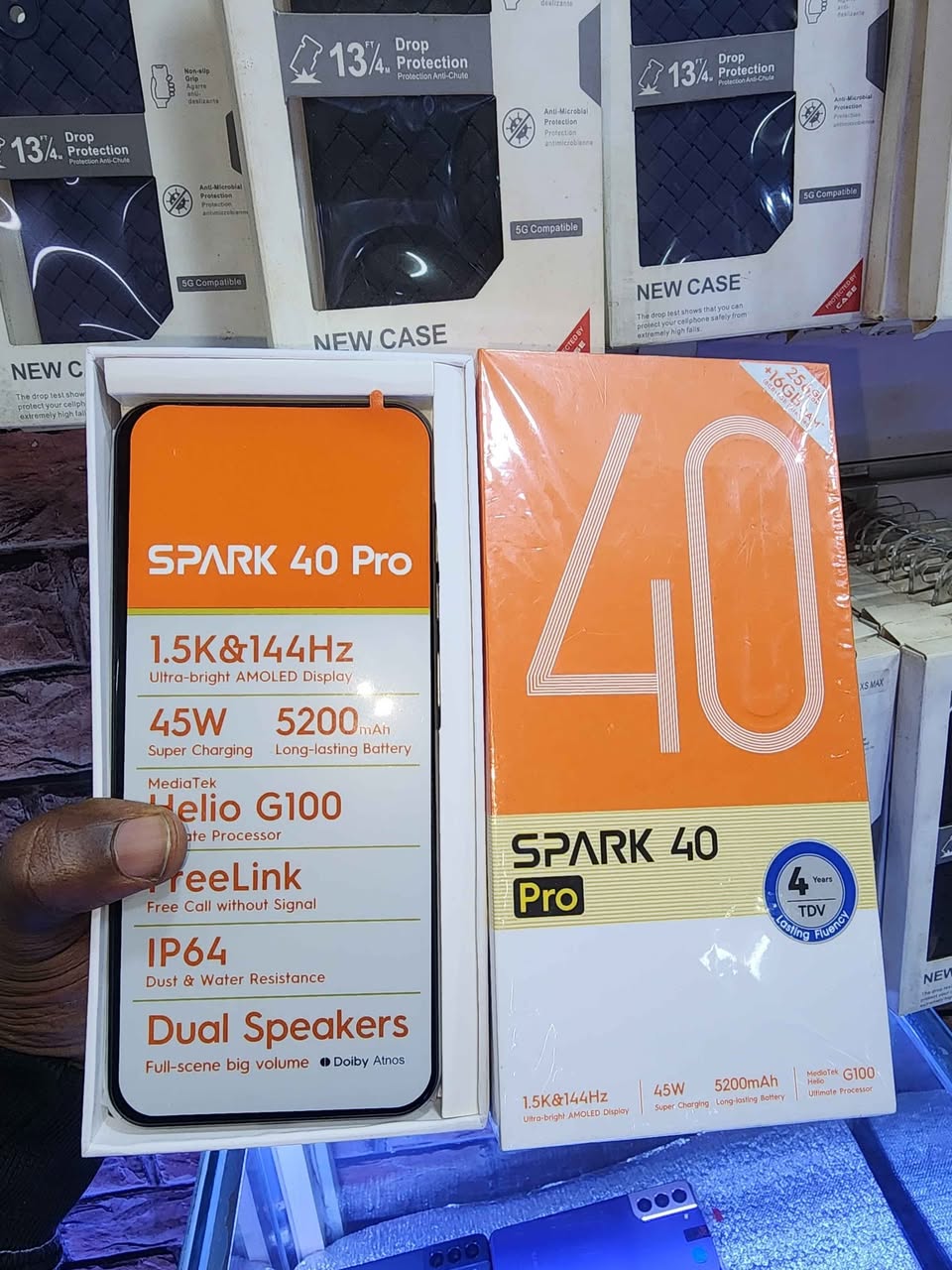 A picture of Tecno spark 40pro Storage 256gb 16gb rm WhatsApp call0730689926