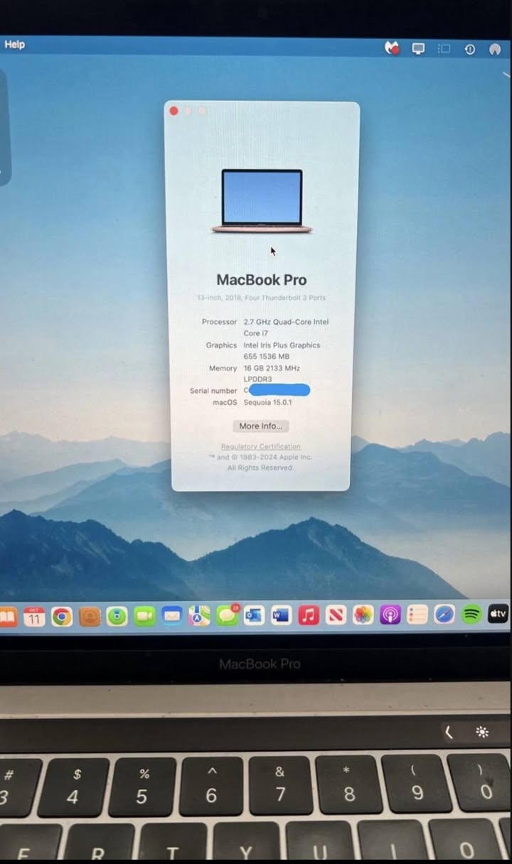A picture of 2018 13 Macbook Pro