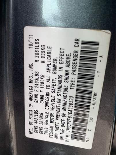 A picture of Honda Accord 2012