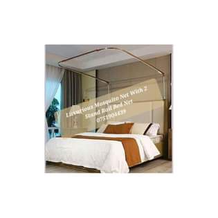 A picture of Luxurious Rail Mosquito Net With 2 Stands Cream