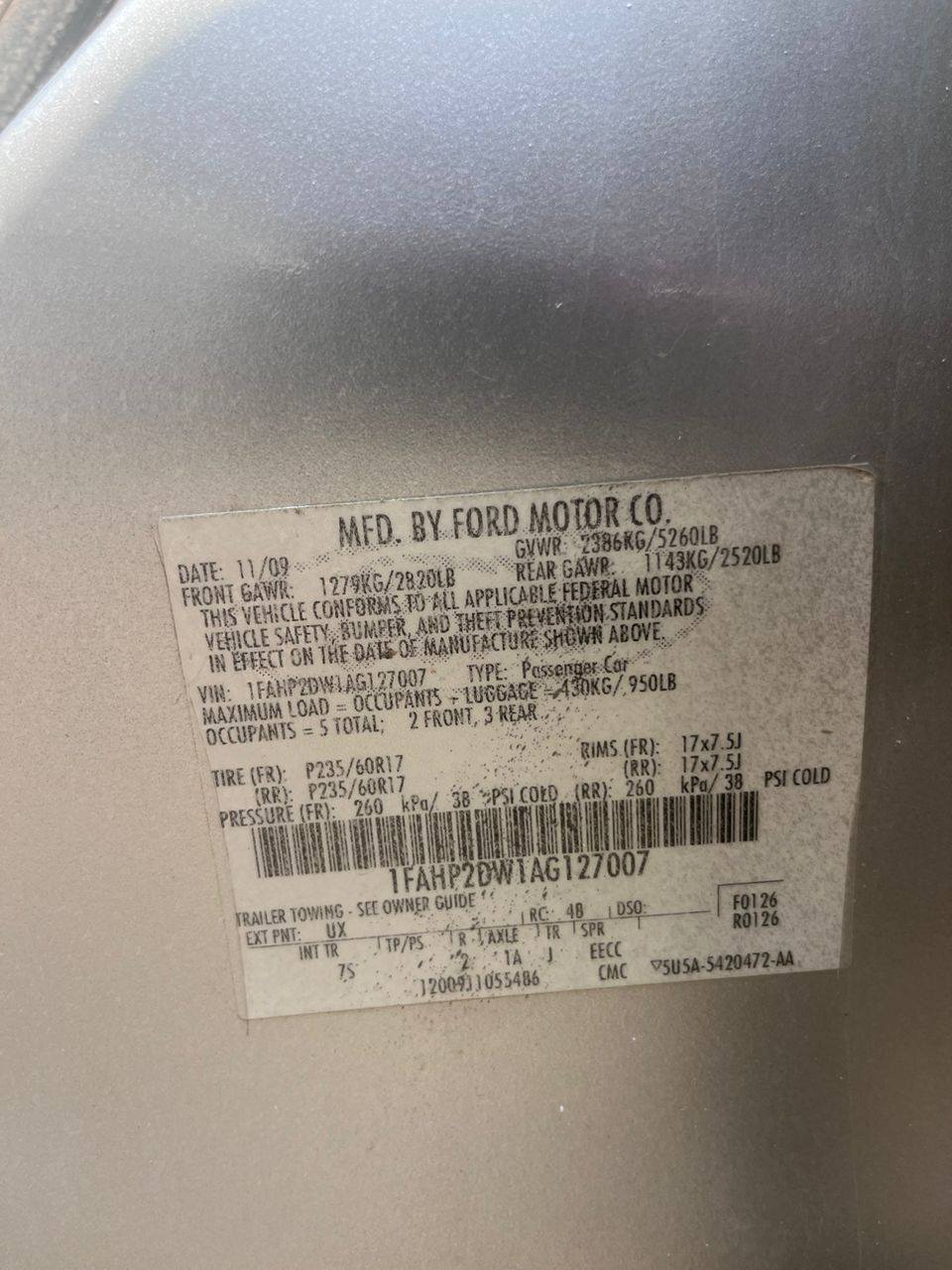A picture of FORD TAURUS 2010 Nigerian USED KEYLESS PRICE 4M To owner