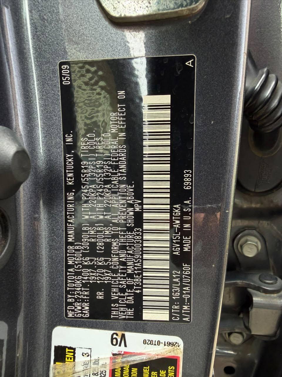 A picture of Clean Toyota Venza 2010 Registered Engine and gear are untouched