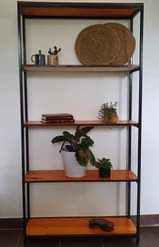 A picture of Iron wooden shelves