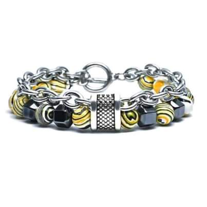 A picture of Lava stone Tiger black agate stainless steel