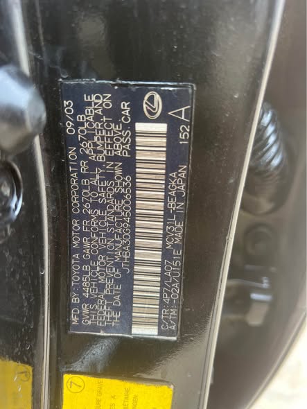 A picture of Cheap deal 2003 ES 300 TAPPING ENGINE GEAR and AC