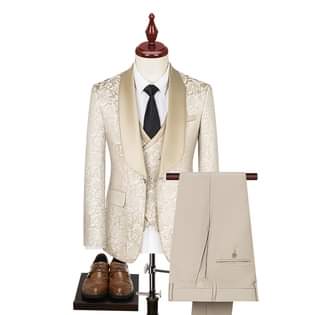 A picture of Men s Jacquard Suit Wedding Dress Groom Suit