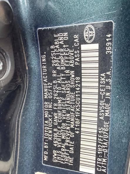 A picture of Registered Toyota Camry SE 2014