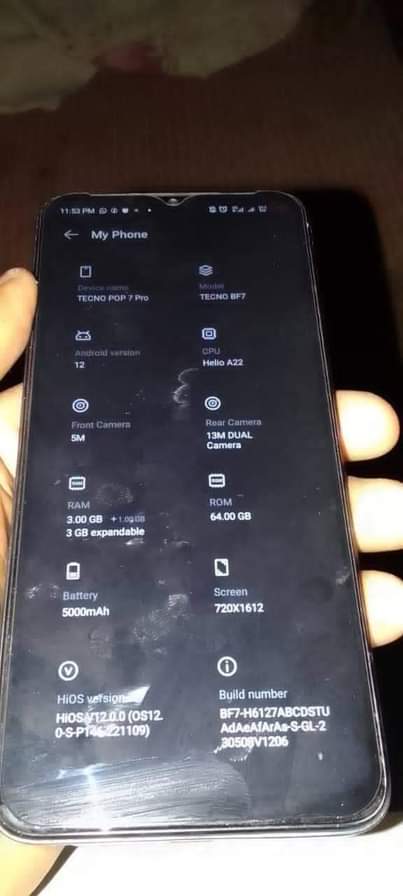 A picture of Tecno pop 7.
