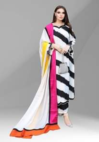A picture of Ladies unstitched clothes bht good Quality or km price Mai