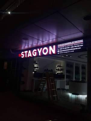 A picture of 3D signpost and branding