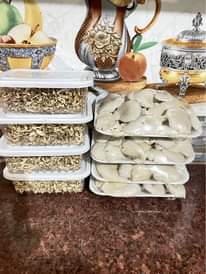 A picture of Fresh and dried mushrooms